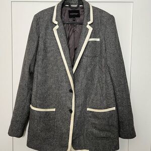 Banana Republic Womens Jacket Size 12 Gray Classic Blazer Wool Lined